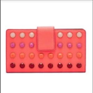 Beautiful Beaded Neon Coral Fossil Travel Wallet🌸